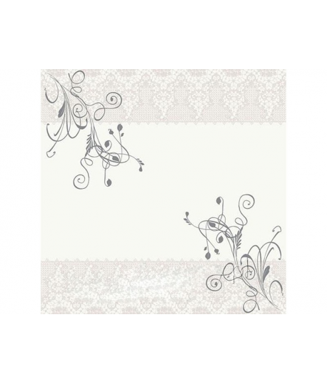 20 x Serviette "Motif floral Gris et Blanc" (33 cm)