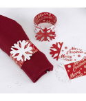 10 x Rond de serviette Noël papier rouge et blanc