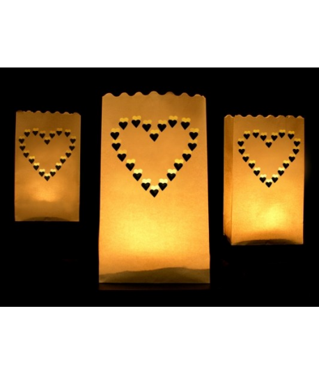 10 x lanternes pour sol avec dessin de coeur (15 x 9 x 26 cm)