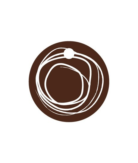 25 x Nominette marron ronde en carton avec cercles blanc (3 cm de diamètre)