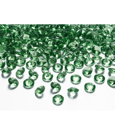 100 x Confettis de diamant en plastique vert (12 mm)