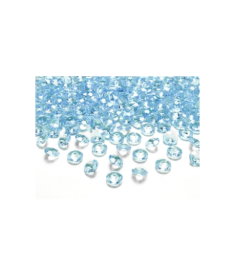 100 x Confettis de diamant en plastique turquoise (12 mm)