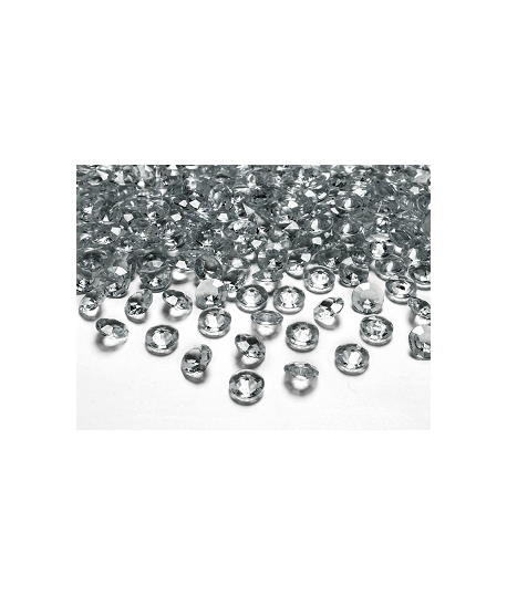 100 x Confettis de diamant en plastique gris (12 mm)