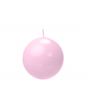 Bougie sphérique laquée couleur rose clair (diamètre 80mm)