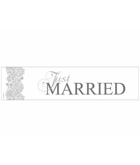 Plaque d'immatriculation "Just married" grise avec dessin arabesque