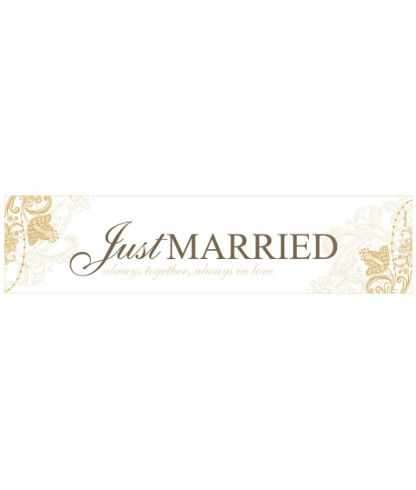 Plaque d'immatriculation "Just married" or avec arabesque florale