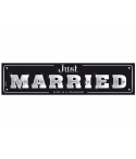 Plaque d'immatriculation "Just married" noir et argent