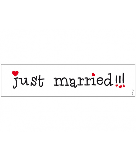 Plaque d'immatriculation "Just married" funny typo noir et rouge