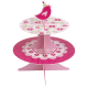 Présentoir cup cake "fleur oiseau" rose