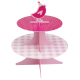 Présentoir cup cake "fleur oiseau" rose