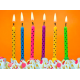 6x Bougie d'anniversaire pour gâteau multicolores et pois noirs