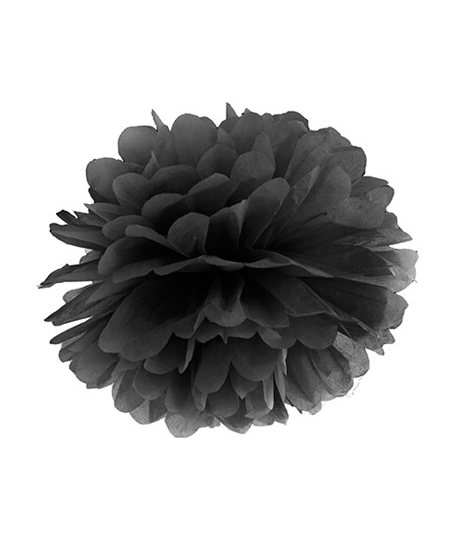 Pompon papier noir 25 cm