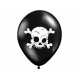 10x Ballon à gonfler noir et blanc à tête de mort