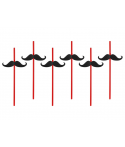 6 x paille rouge et moustache noire
