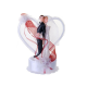 Figurine pour gâteau "couple de mariés dos à dos avec arrière plan en coeur" en blanc et rouge