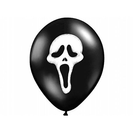 10x Ballon à gonfler noir et blanc masque Scream