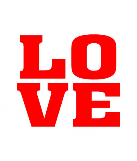 Stickers "LOVE" rouge sur blanc 2 pièces 47x37mm