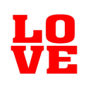 Stickers "LOVE" rouge sur blanc 2 pièces 47x37mm