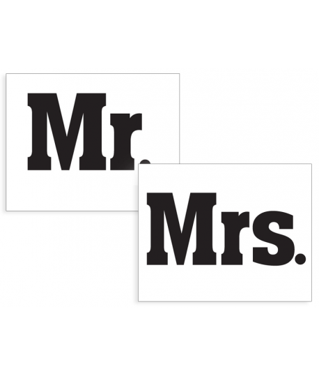 Stickers "Mrs." noir sur blanc 2 pièces 47x37mm
