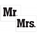 Stickers "Mr & Mrs" noir sur blanc 2 pièces 47x37mm