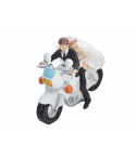 Figurine pour gâteau "couple de mariés sur une moto" avec homme à l'avant