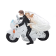 Figurine pour gâteau "couple de mariés sur une moto" avec homme à l'avant