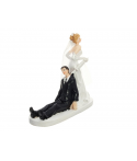 Figurine pour gâteau "le marié assis derrière la mariée"