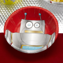 8 x "Robot" assiette creuse rouge et métal