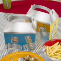 8 x Lunch Box "robot" bleu et métal