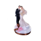Figurine pour gâteau "couple de mariés avec bouquet de fleurs" en blanc et brun