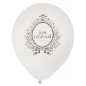 8x Ballons "JUST MARRIED" blanc et gris