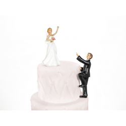 Figurine pour gâteau "marié grimpant sur gâteau et mariée bras gauche levé"
