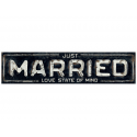 Plaque d'immatriculation "Just married" noir et argent