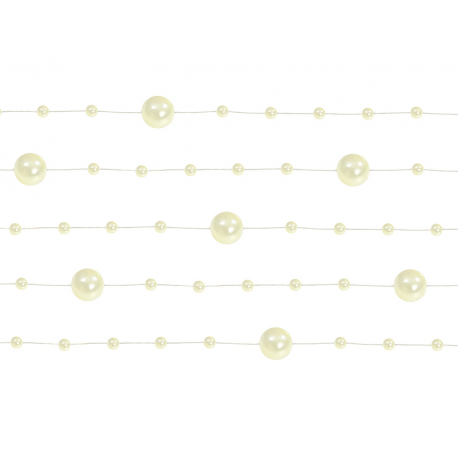 5 x Guirlande de perles crème 130 cm