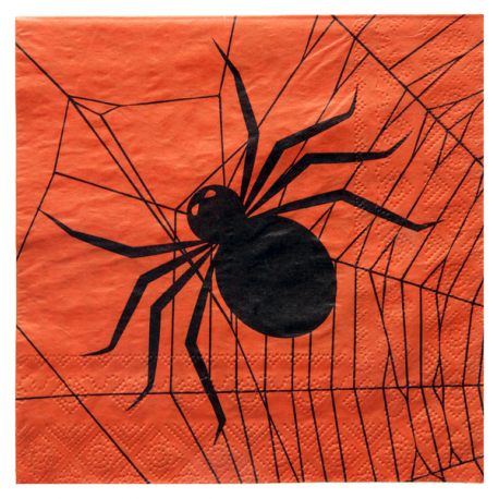 20 x Serviette Halloween toile et araignée noir et orange