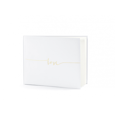 Livre d'or rectangulaire blanc avec Love doré 24x18.47cm
