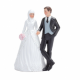 Figurine pour gâteau "couple de mariés se tenant la main" en blanc et rouge