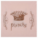 20 x serviette rose avec couronne de princesse et arabesques dorées 33x33cm