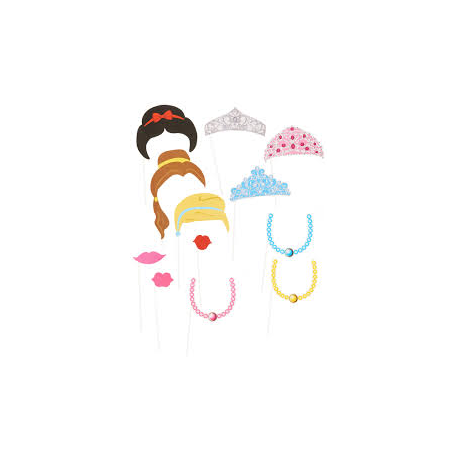 12 x accessoires princesse sur tige pour photobooth