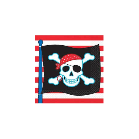 16 x serviette pirate tête de mort (32.7x32.7cm)