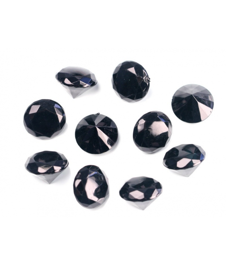 10 x Petit diamant en plastique noir (20 mm)