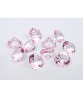 10 x Petit diamant en plastique rose clair (20 mm)