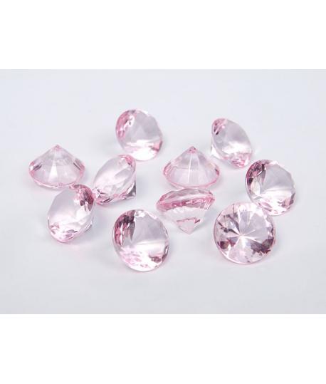 10 x Petit diamant en plastique rose clair (20 mm)